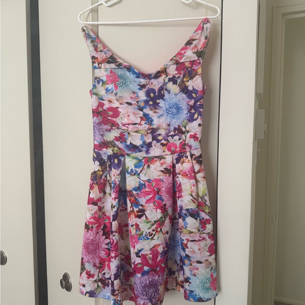 Windsor Pink and Floral Off The Shoulder Dress